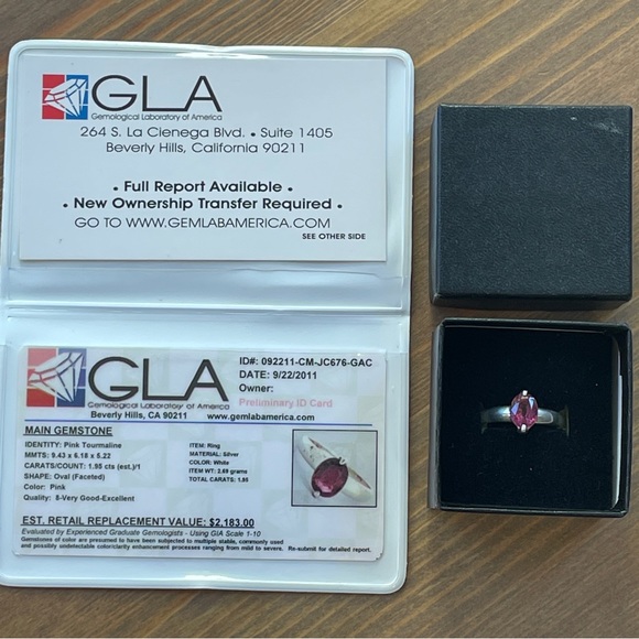 1.96 cts Pink Tourmaline Oval Faceted Sterling Silver Ring EUC - Picture 10 of 16